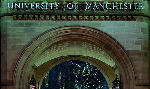 The main University of Manchester archway.